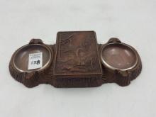 1 mcm resin double tray ashtray with cig box