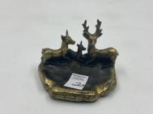 Bronze Pocono Mountain Split Rock Lodge Deer Ashtray