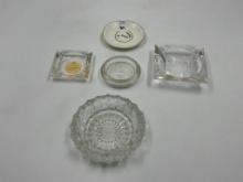 5 glass ashtrays , golden nugget , ashes