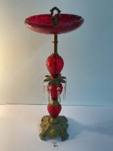 Mcm Ruby red glass smoking stand