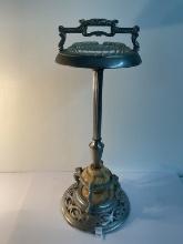 Ornate art deco slag glass smoking stand
