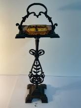1930s ornate cast iron smoking stand