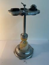 Art deco lighted slag glass smoking stand
