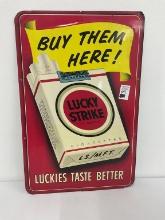 Original 1950s luck strike embossed ADV sign