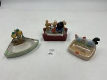 3 made in Japan porcelain 1920s ashtrays