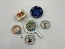 6 misc - horse jumping match holder - 2 deer trays - royal george colorado - ace of hearts - mcm blu