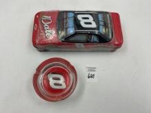 Dale earnhardt unopened 2001 collectible tin - round glass #8 ashtray