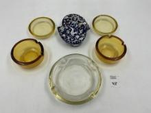 5 mcm glass ashtrays - greece blue porcelain tray