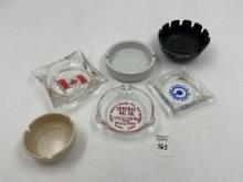 Canadian - 2 round plastic trays - round porcelain - central oil co. mendota il - corning glass cent