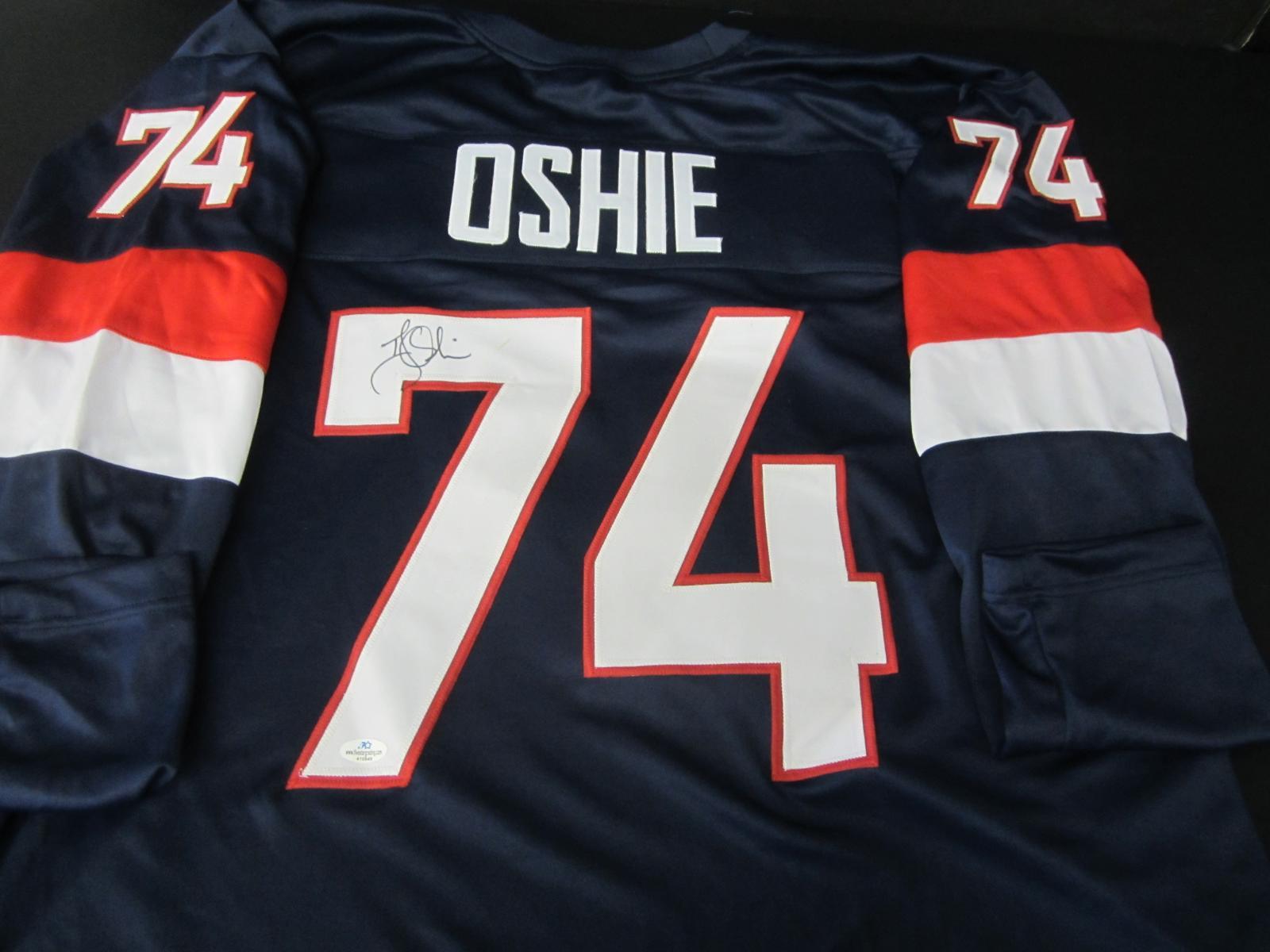 TJ OSHIE SIGNED JERSEY WITH FSG COA TEAM USA