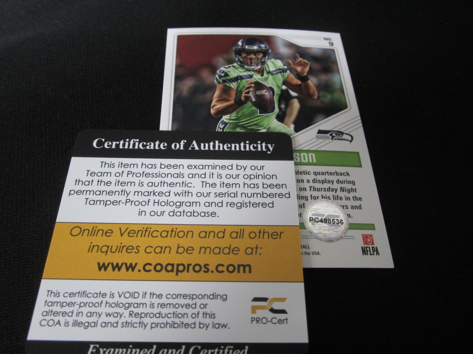 2018 SCORE RUSSELL WILSON AUTOGRAPH COA