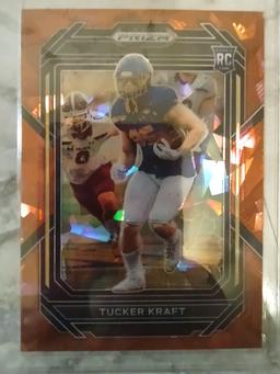 2023 Prizm Draft Picks Red Cracked Ice Rookie Tucker Kraft #159