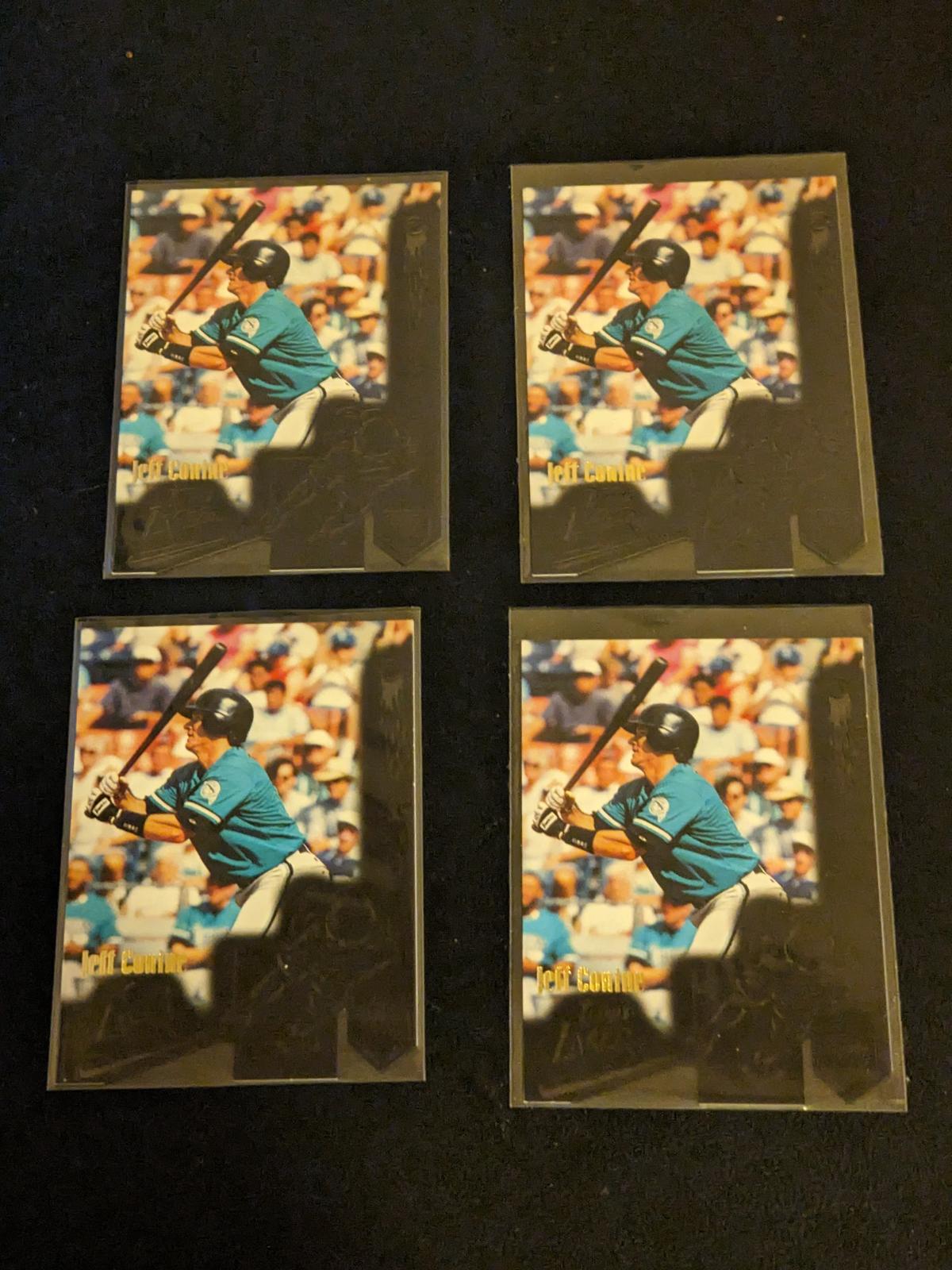 x4 lot all being 1996 Topps Laser Baseball Card #4 Jeff Conine Florida Marlins
