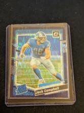 2023 Donruss Optic Football Jack Campbell Rated Rookie RC Purple Shock Lions SP