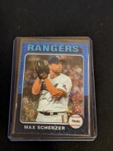 2024 Topps Heritage #453 Max Scherzer Blue Sparkle Chrome Texas Rangers SP
