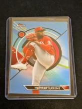 072/300 SP 2023 Topps Finest - Blue/Aqua Vapor Refractor #32 Hunter Greene