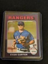 2024 Topps Heritage #170 Evan Carter RC Rookie Chrome Purple Refractor