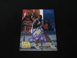 Larry Johnson signed basketball card COA