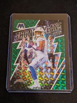 2022 Panini Mosaic Justin Herbert Thunder Lane Green Mosaic #TL-21 Chargers