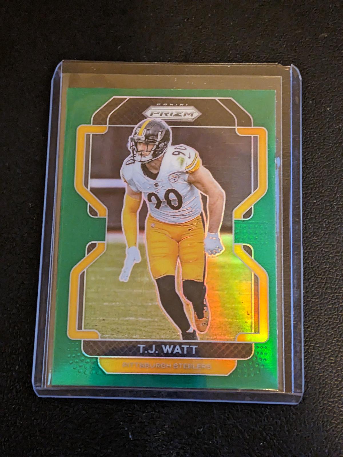 T.J. Watt 2021 Panini Prizm Green #255 Pittsburgh Steelers