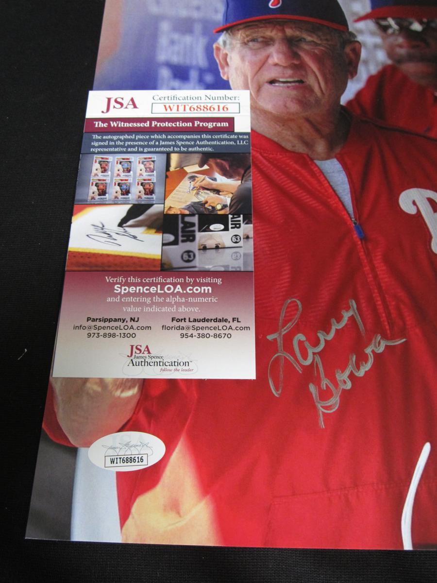 LARRY BOWA SIGNED 8X10 PHOTO JSA COA PHILLIES