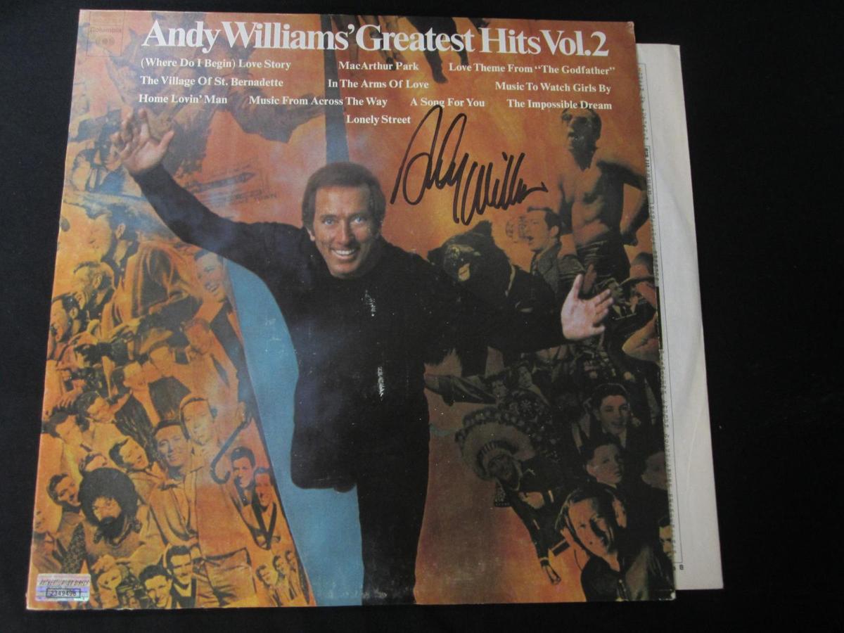 ANDY WILLIAMS SIGNED ALBUM COVER COA