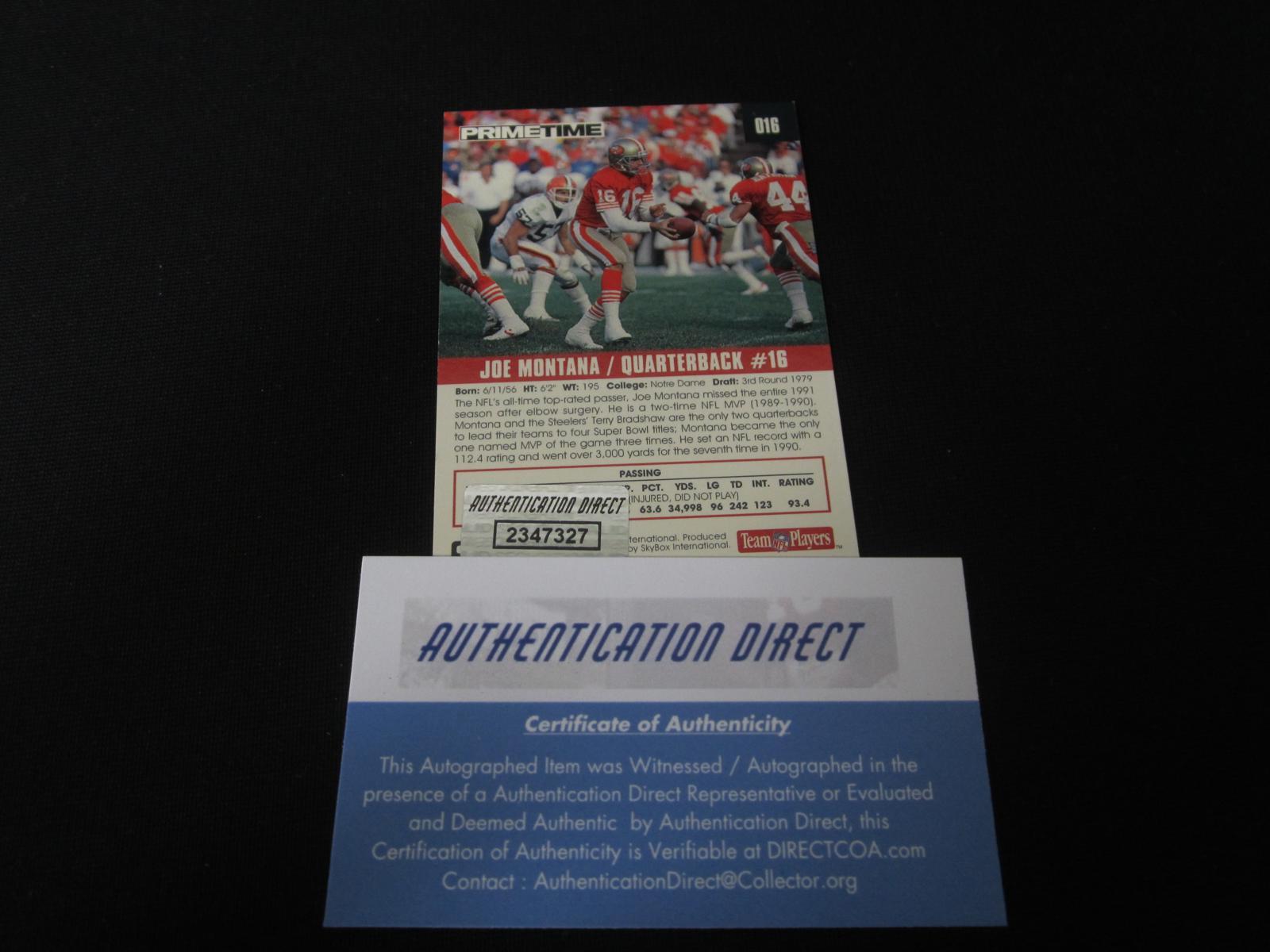 1992 SKYBOX JOE MONTANA AUTOGRAPH COA