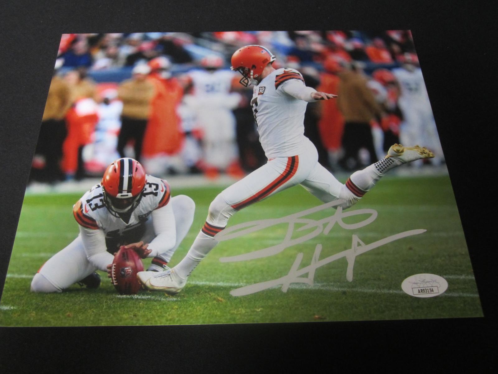 DUSTIN HOPKINS SIGNED 8X10 PHOTO BROWNS JSA