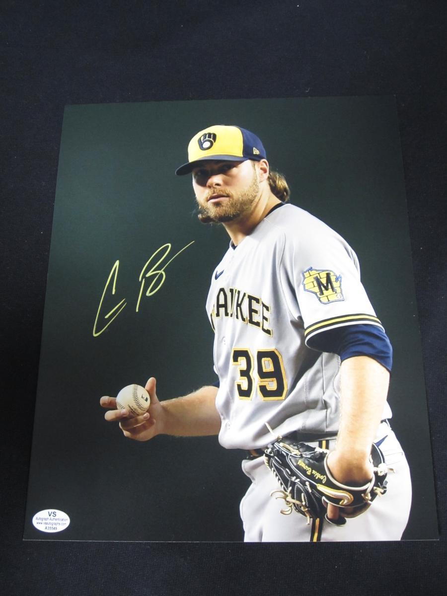 CORBIN BURNES SIGNED 8X10 PHOTO BREWERS COA