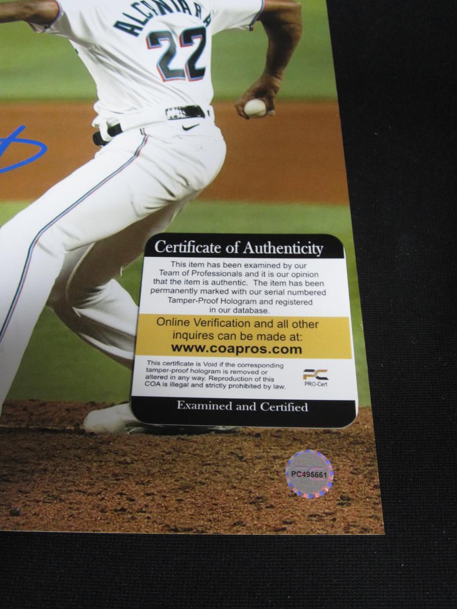 SANDY ALCANTARA SIGNED 8X10 PHOTO COA