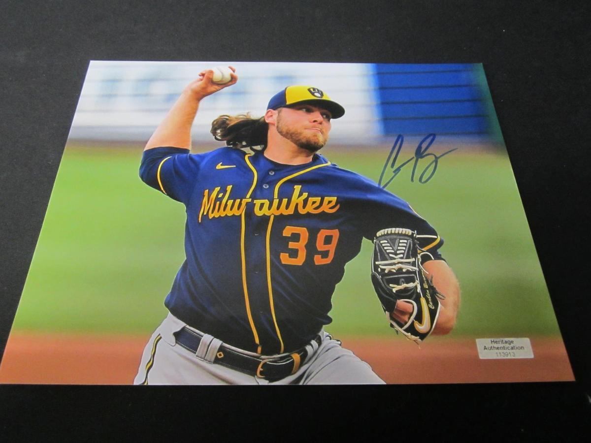 Corbin Burnes Signed Brewers 8x10 Photo W/Coa