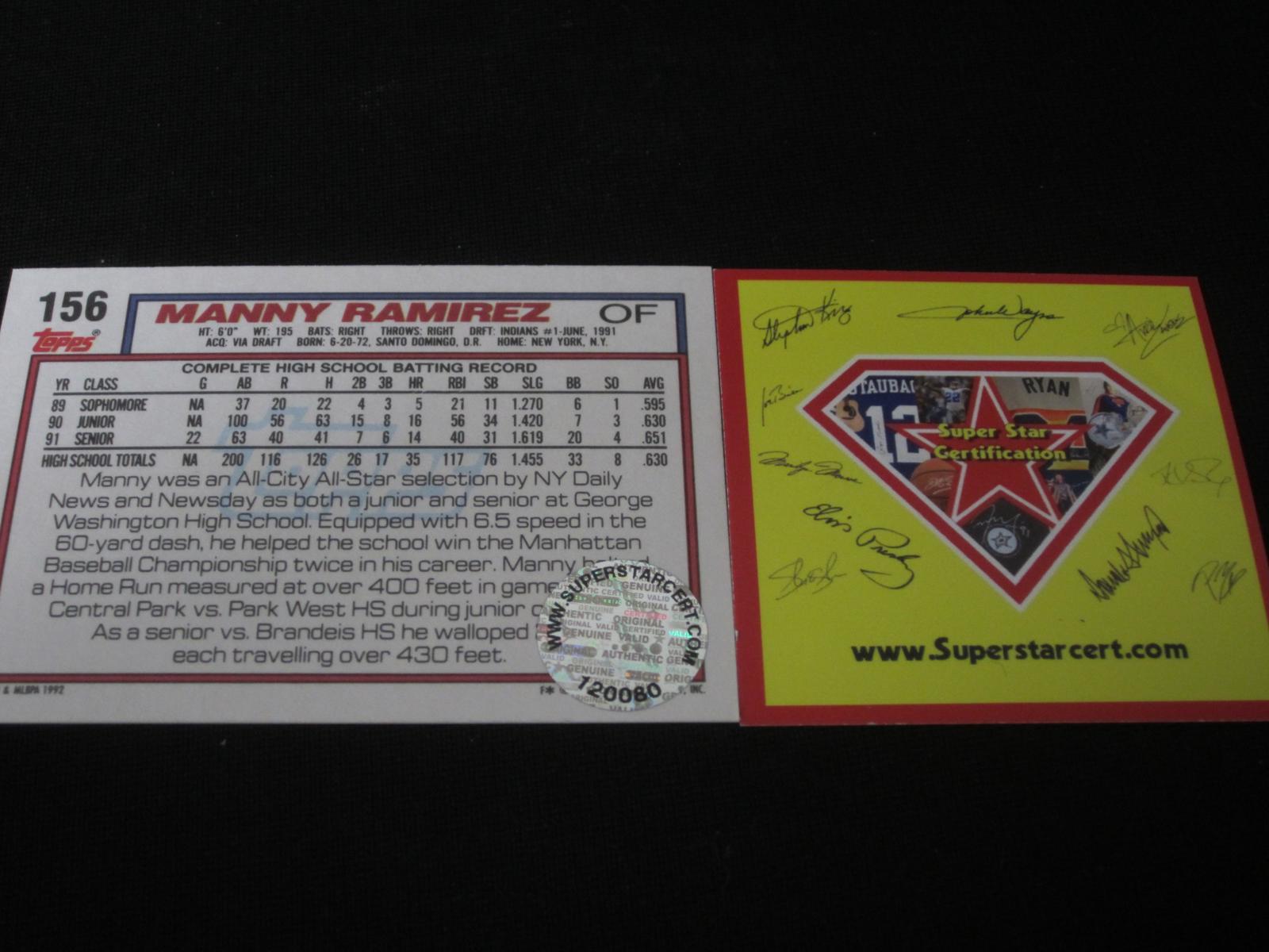 Manny Ramirez Signed Trading Card SSC COA