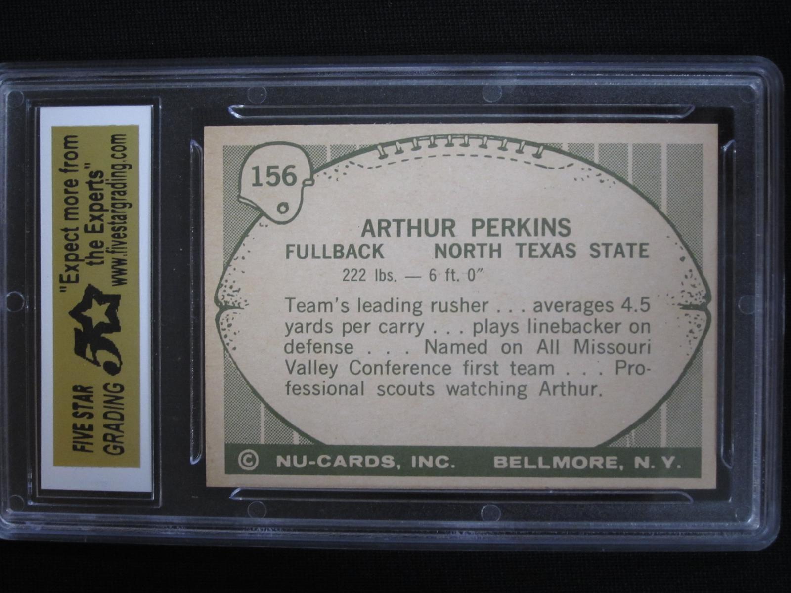 1961 NU-CARD #156 ARTHUR PERKINS FSG MINT 9