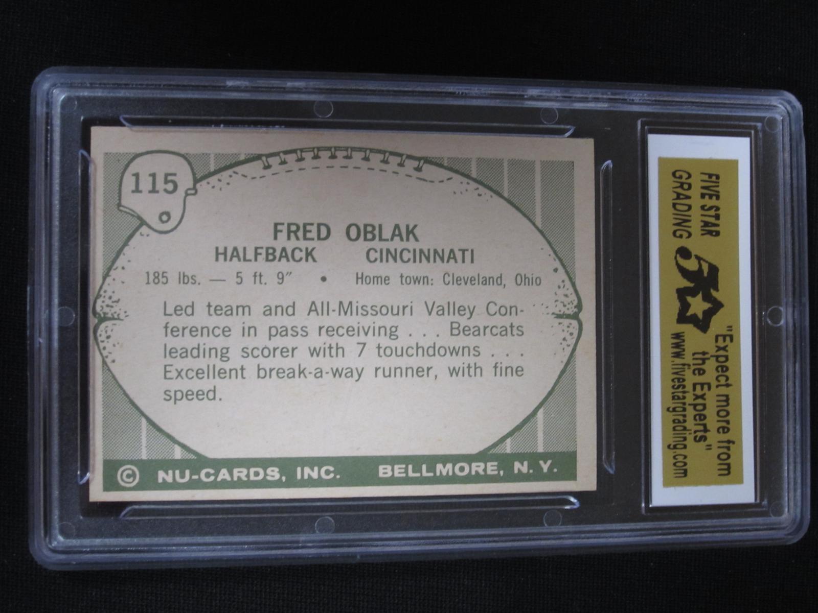 1961 NU-CARD #115 FRED OBLAK FSG MINT 9