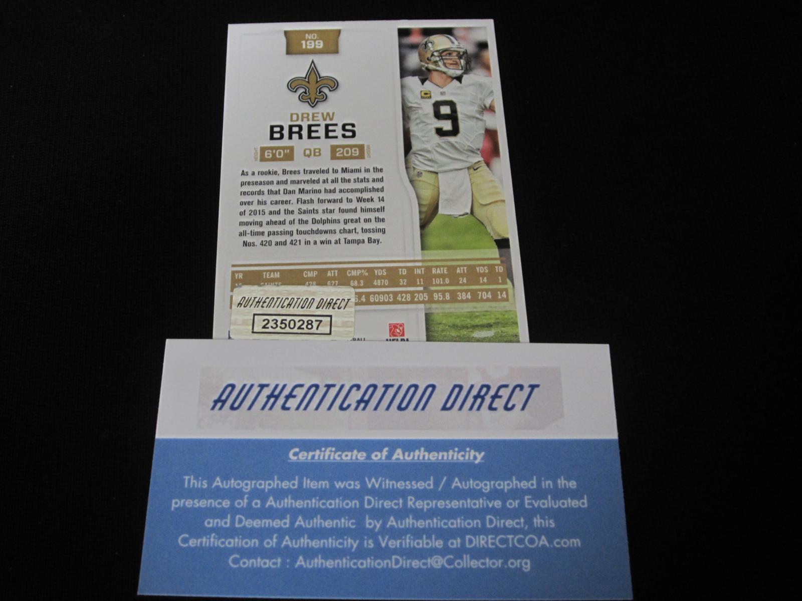 2016 SCORE DREW BREES AUTOGRAPH COA