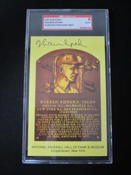 WARREN SPAHN SIGNED HOF POPSTCARD SGC AU