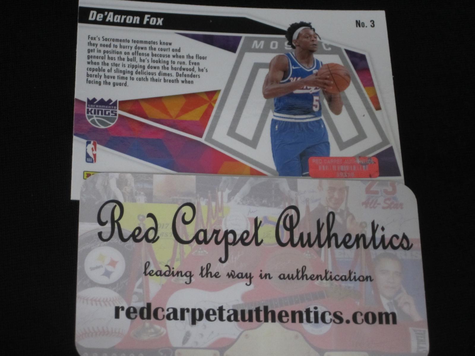 De'Aaron Fox Signed Trading Card RCA COA