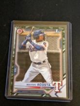 Maximo Acosta 2021 Bowman Prospect 1st Camo Parallel SP Rookie #BP-7 Rangers