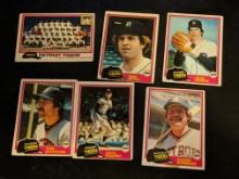 1981 Topps mlb Vintage tigers card lot  x6 - sparky anderson/dan petry/tom brookens/jack morris,etc