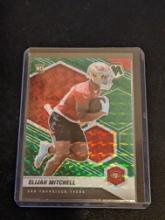 2021 Panini Mosaic Football Elijah Mitchell Green Mosaic Prizm Rookie Card #376