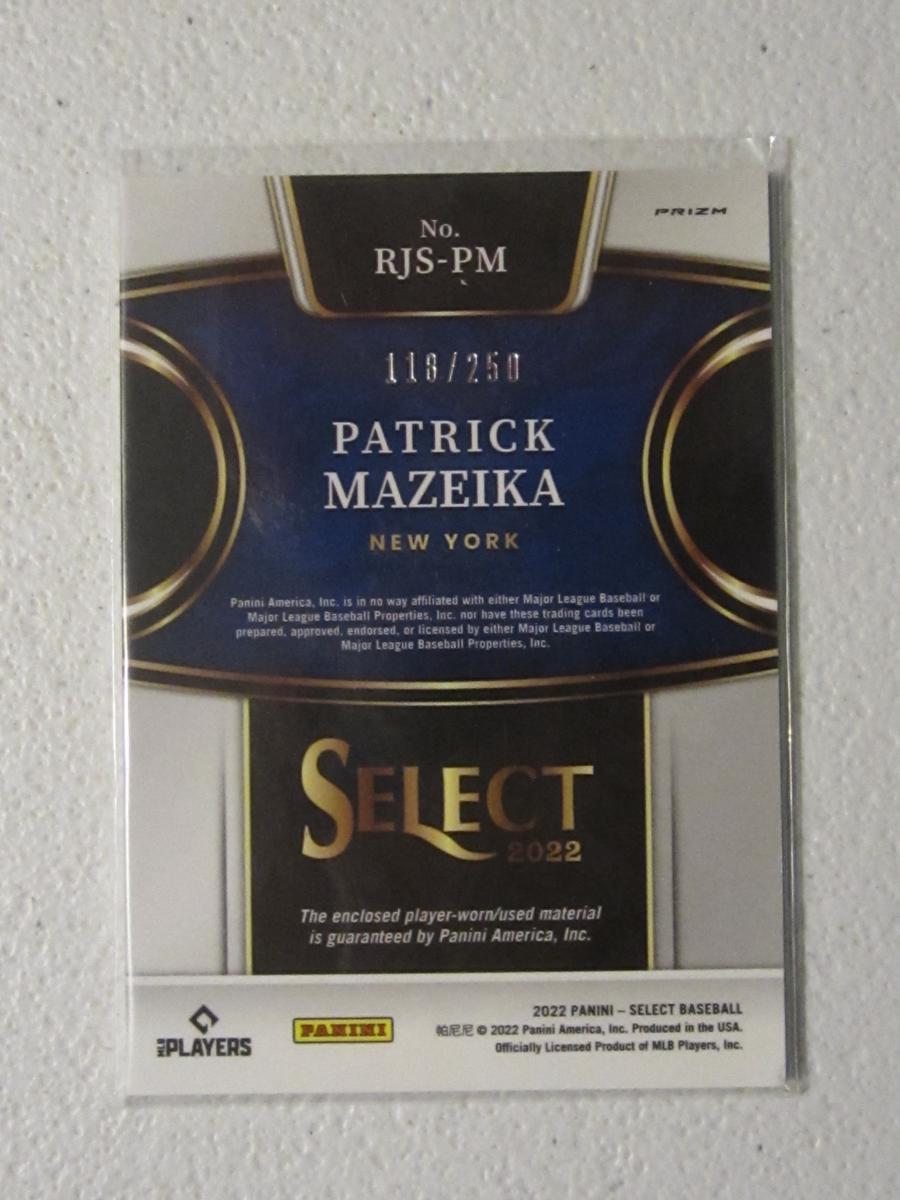 2022 SELECT PATRICK MAZEIKA RC /250 PRIZM