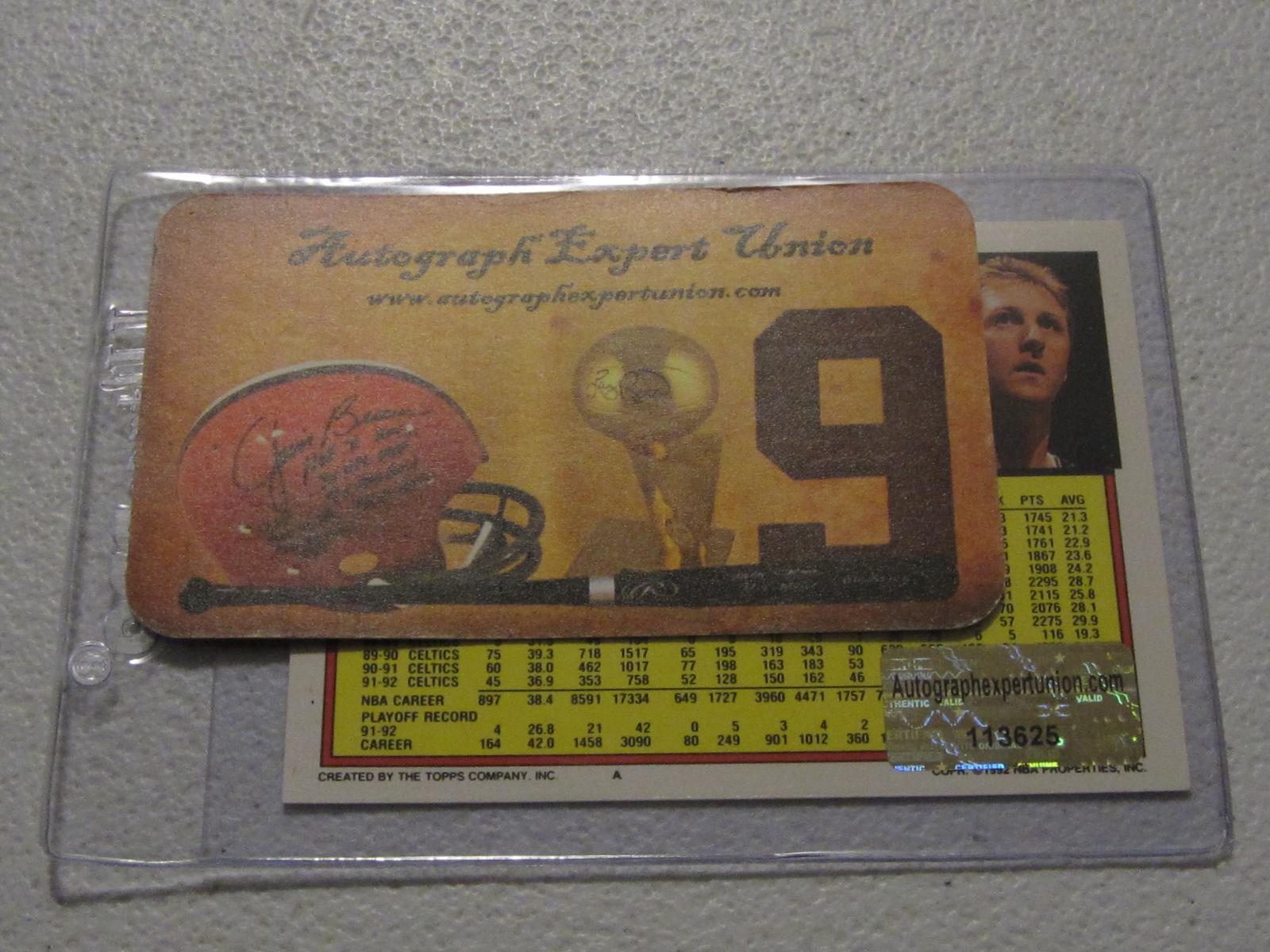 LARRY BIRD SIGNED CARD WITH COA CELTICS