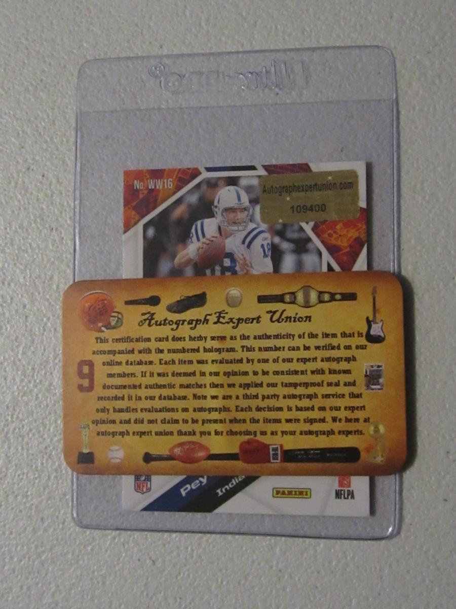 PEYTON MANNING SIGNED CARD WITH COA