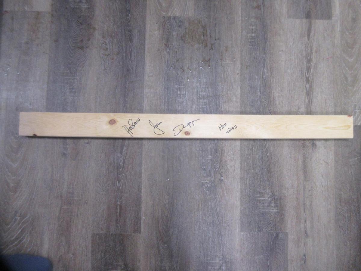 HACKSAW JIM DUGGAN SIGNED 2X4 WITH FSG COA