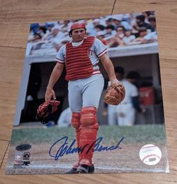Johnny Bench Signed Photo 8x10 with coa
