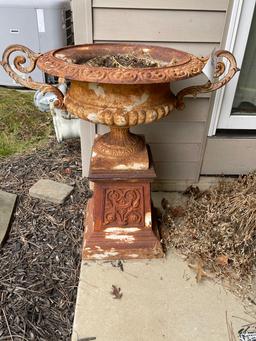 Cast Iron Two Pc. Handled Urn
