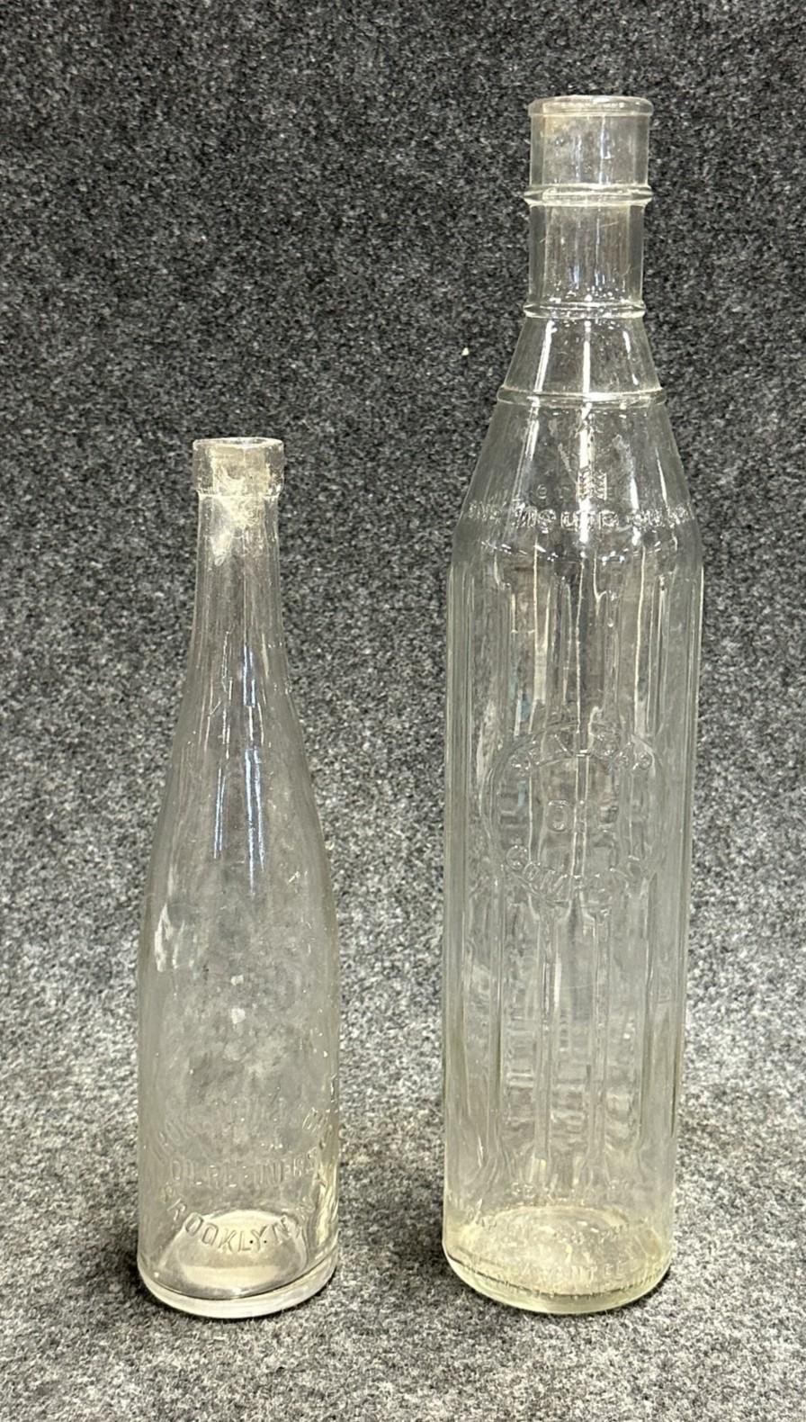 Pair Glass Oil Bottles Sealcap  T Rokeach Brooklyn