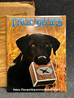 Peters True Blues Tin Over Cardboard NOS Sign w/ Box