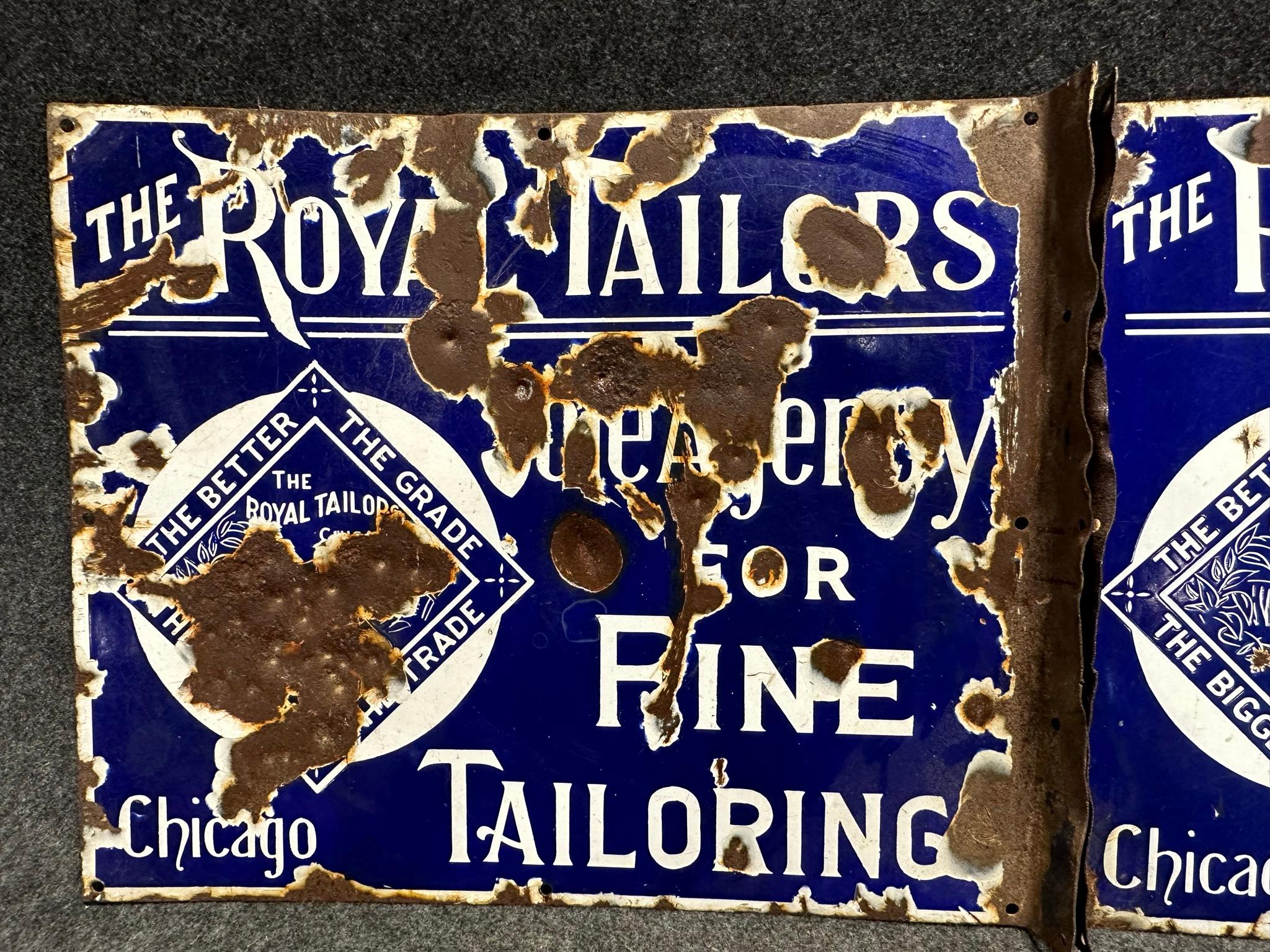 Royal Tailor's Fine Tailoring Double Sided Porcelain Flange Signs