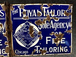 Royal Tailor's Fine Tailoring Double Sided Porcelain Flange Signs